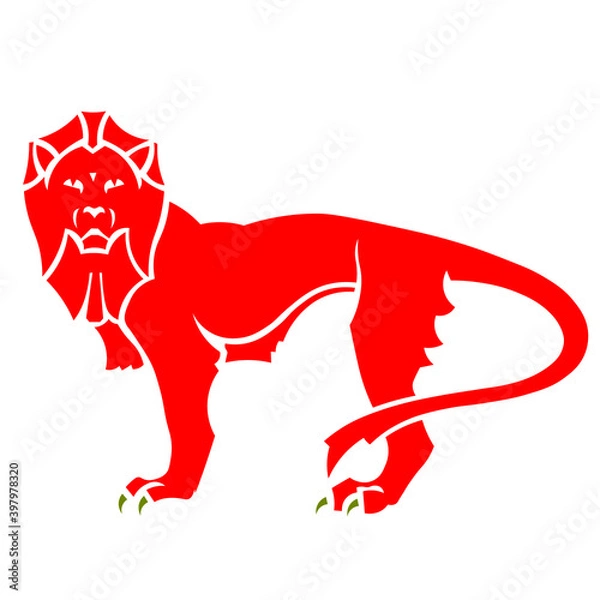 Obraz Stylized red leo vector image on white background