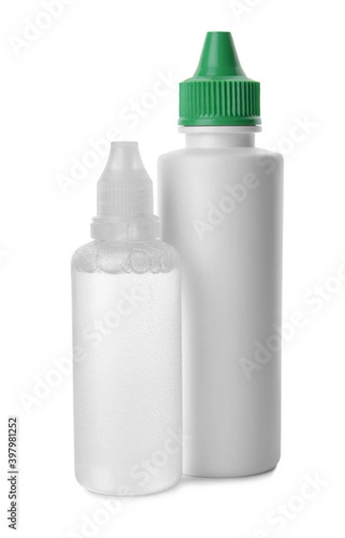 Fototapeta Contact lenses solutions isolated on white background