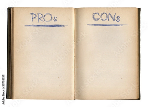 Obraz Open Empty Pros And Cons Book