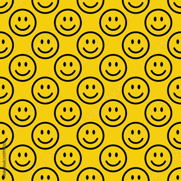 Fototapeta Smile icon pattern. Happy and sad faces. Vector abstract background