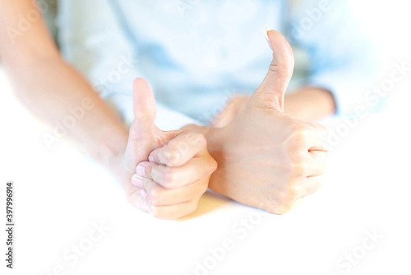Fototapeta Motivation Mutter und Kind Daume hoch