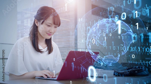 Fototapeta グローバルネットワーク  デジタルトランスフォーメーション 