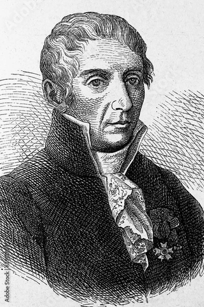 Obraz Alessandro Volta. Italian chemist, physicist, pioneer of electricity and power. 1745-1827. Antique illustration. 1899.