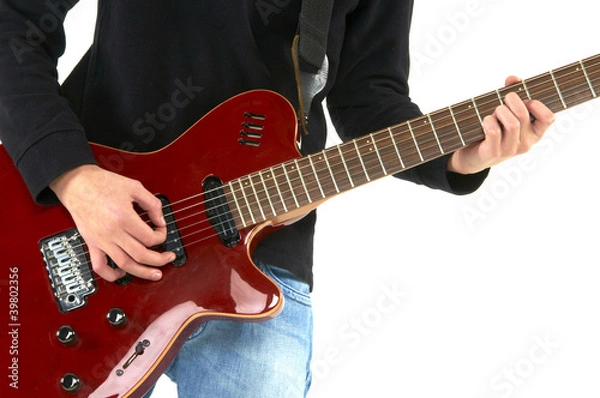 Obraz guy playing guitar on white background