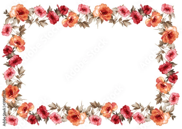 Fototapeta flowers frame in white background isolated