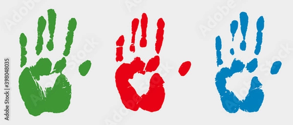 Fototapeta Print of human hands illustration set