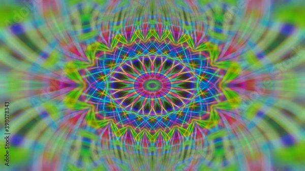 Fototapeta Abstract neon blurry patterned symmetrical background