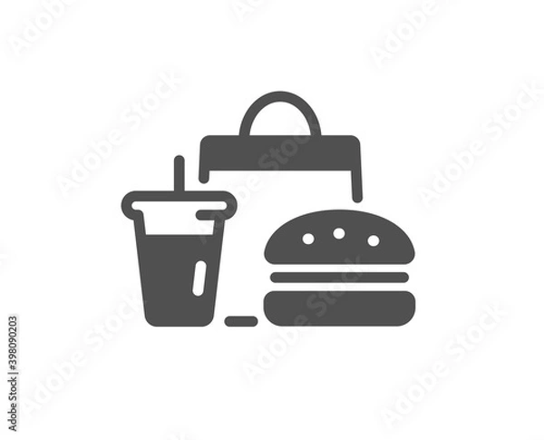 Obraz Food delivery icon. Meal order sign. Fast food symbol. Quality design element. Flat style fast food icon. Editable stroke. Vector