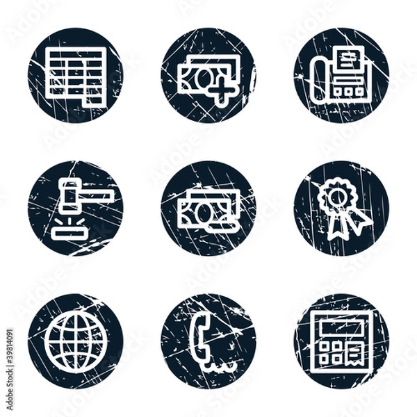 Obraz Finance web icons set 2, grunge circle buttons