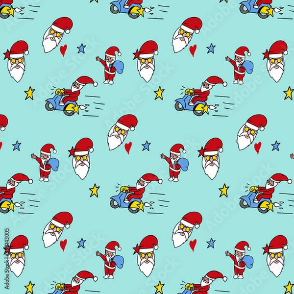Fototapeta seamless pattern santa claus vector