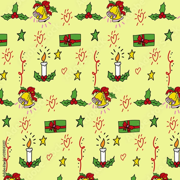 Obraz seamless pattern candle light and ring bell