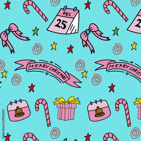 Obraz seamless pattern doodle christmas