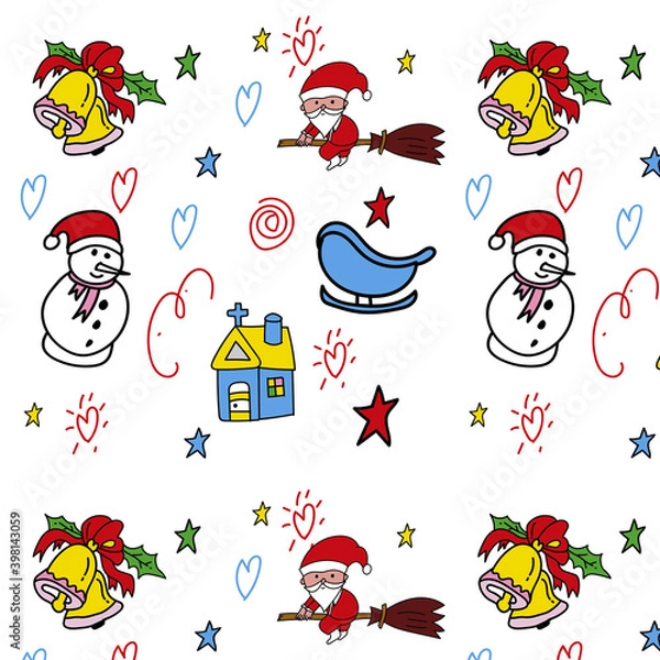 Fototapeta seamless pattern christmas santa claus vector