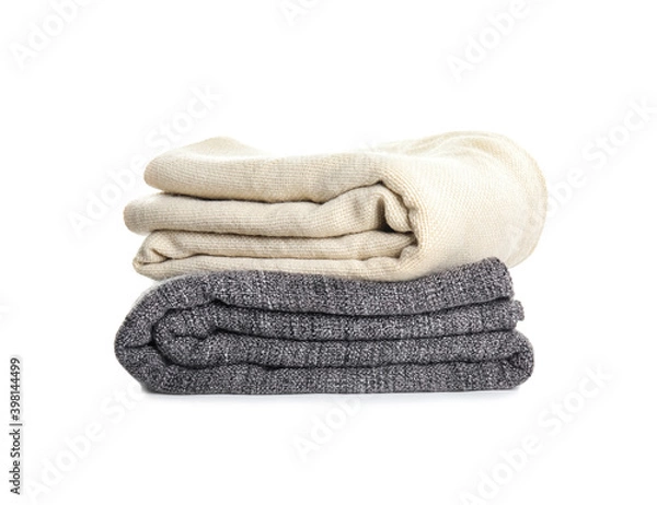 Obraz Different stylish soft plaids on white background