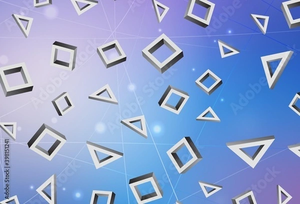 Fototapeta Light Pink, Blue vector background with rectangles.