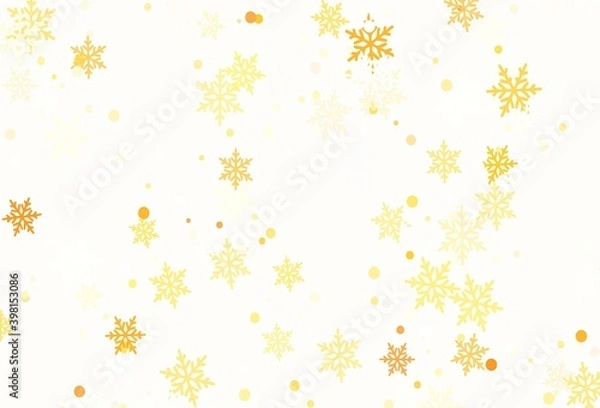 Fototapeta Light Orange vector layout with bright snowflakes.