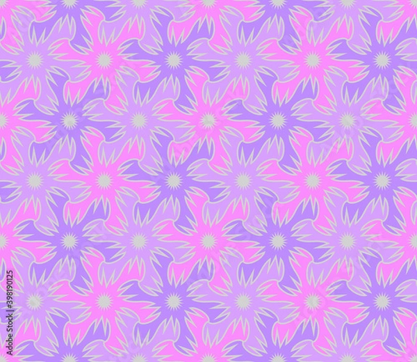 Obraz Stained glass texture from flowers. Seamless pattern. Wrapping paper.	