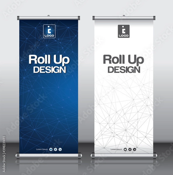 Fototapeta roll up brochure flyer banner design vertical template vector, abstract geometric background, modern x-banner and flag-banner,rectangle size.