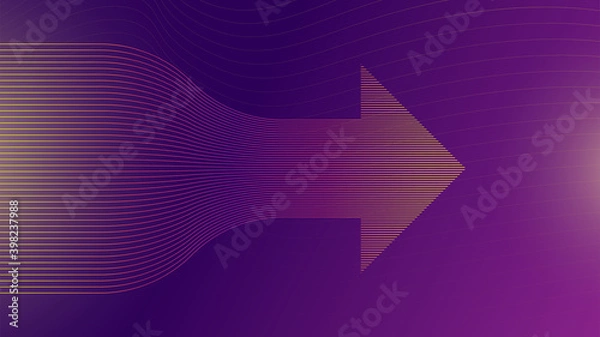 Fototapeta Abstract arrow, pattern with lines on gradient background. Bright purple color, modern trendy style for banner, ad, presentation, business, layout. Stock vector illustration