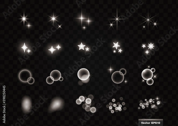 Fototapeta 光の素材 星、玉ボケ 20種類 ベクターイラストセット