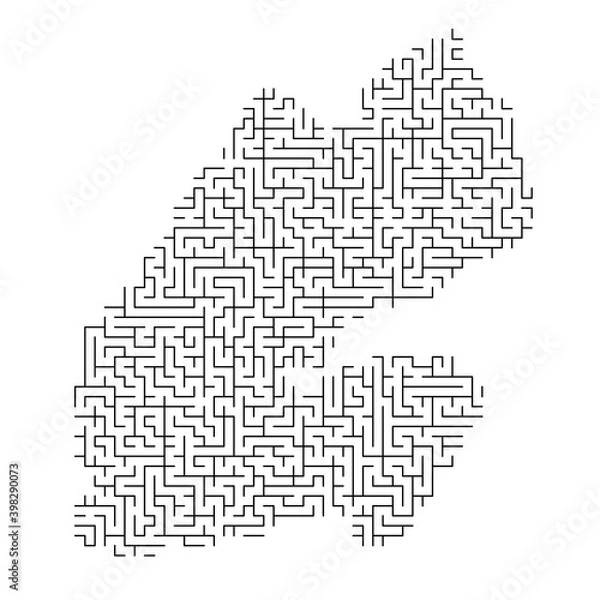 Obraz Djibouti map from black pattern of the maze grid. Vector illustration.