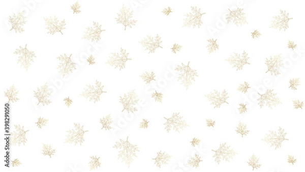 Fototapeta white pattern background with gold leaves