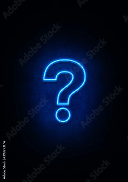 Fototapeta Blue Neon Question Mark Sign