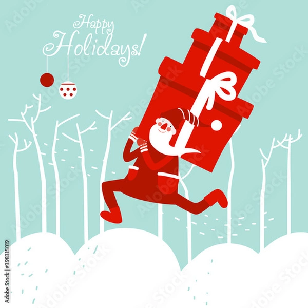 Obraz Funny Santa Claus with presents
