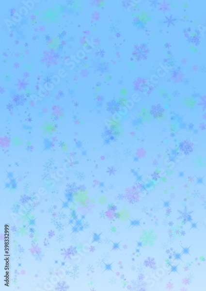 Fototapeta multicolored snowflakes on a blue background