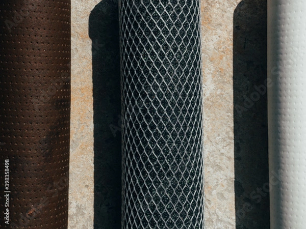 Fototapeta Water filter cartridge white new, with coal and used with rusty, reverse osmosis system