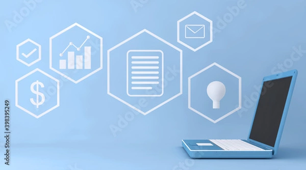 Fototapeta 3D Automation and optimisation concept, business process workflow development.