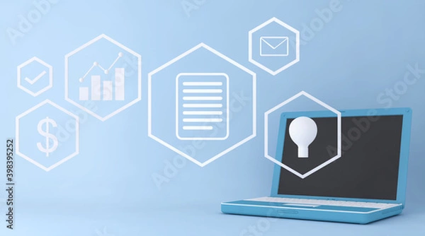 Fototapeta 3D Automation and optimisation concept, business process workflow development.