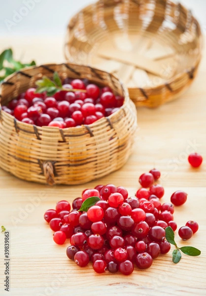 Fototapeta Fresh red cranberries