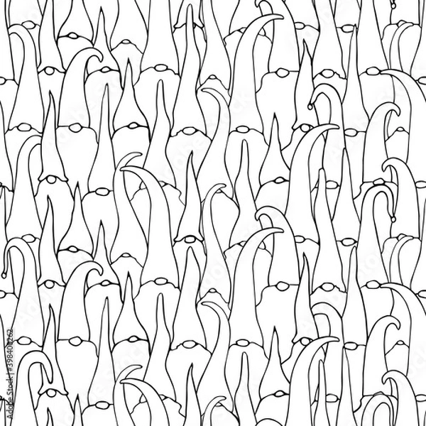 Obraz endless vector pattern consisting of scandinavian gnomes. Hand drawn, perfect backdrop for festive packaging, textiles.