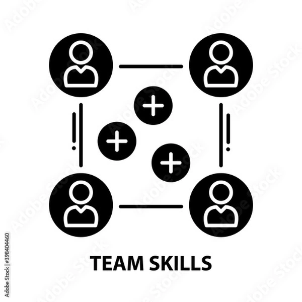 Fototapeta team skills icon, black vector sign with editable strokes, concept illustration