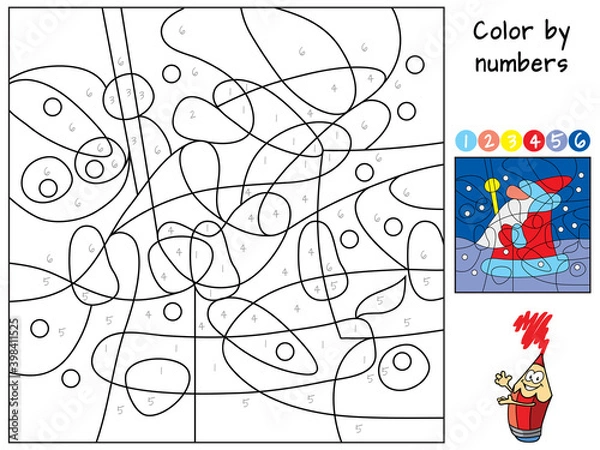 Obraz Santa Claus. Coloring book. Educational puzzle game for children. Cartoon vector illustration