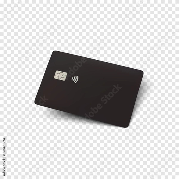 Obraz Black credit card. Blank realistic template for your projects. Vector illustration.