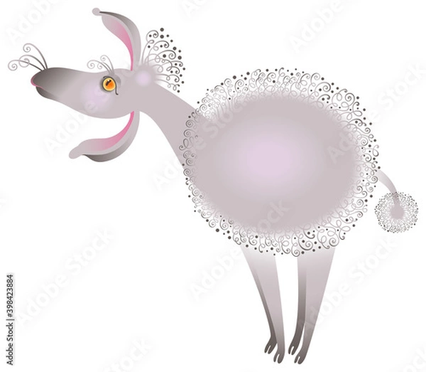 Fototapeta The stylized image of a lamb. Humor. Vector graphics