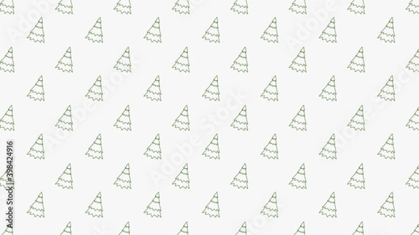Fototapeta Christmas tree pattern wallpaper. Christmas doodle symbol vector.