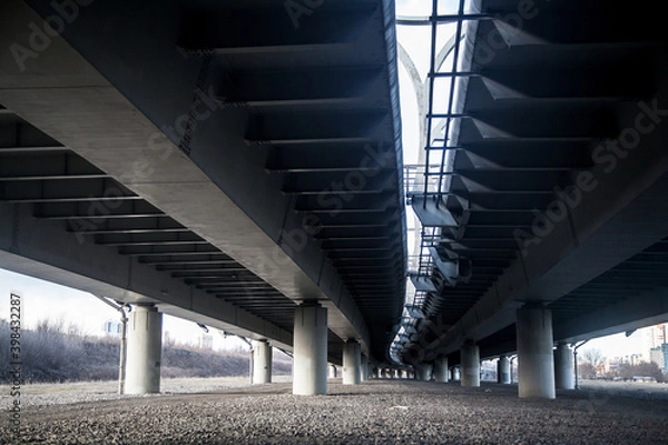 Obraz Perspective landscape under highway bridge