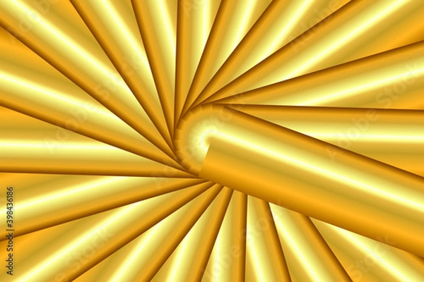 Obraz Abstract 3d geometric background with cylinder shapes. Golden geometric shapes. Modern minimalistic design. Minimal abstract cylinder shape and golden sphere. Vector illustration