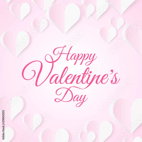 Fototapeta High Quality Paper Shape of Heart on Gradient Background . Poster of Love for your Design . Isolated Vector Elements