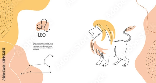 Fototapeta Zodiac background. Leo constellation. Fire element. Horizontal banner.