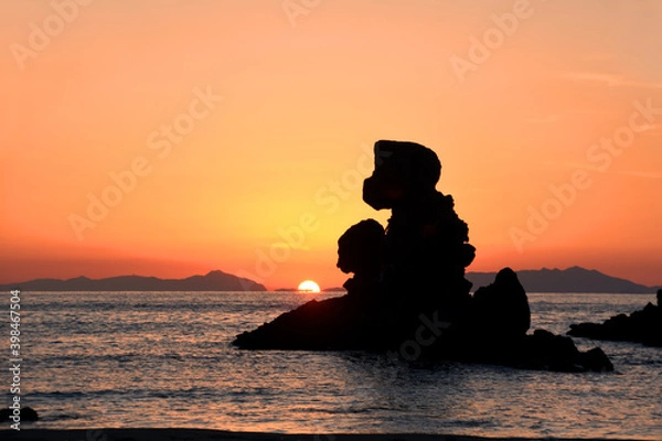 Obraz 美しい西方海岸の人形岩と夕日