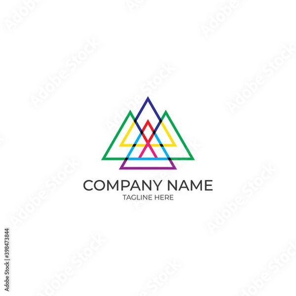 Fototapeta Company logo design vector template stock image illustration  triangle logo