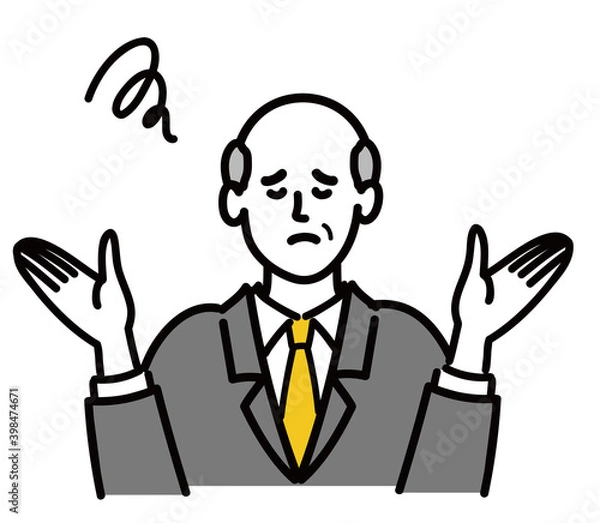Fototapeta 男性　シニア　スーツ　ベクター　ポップ　困っている
