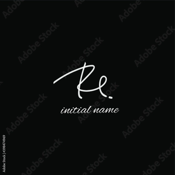 Fototapeta RE initial handwriting monogram name