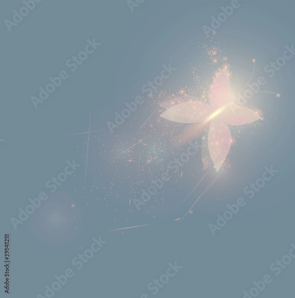 Fototapeta Pink shinning butterfly / Soft fairy background