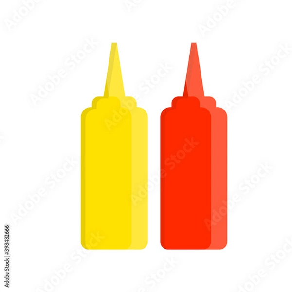 Fototapeta Ketchup and mustard flat icon isolated on white background