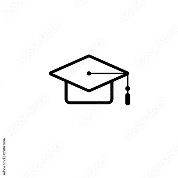 Fototapeta graduation cap and diploma on white background. Vector illustration in flat cartoon design. Motar board. Academic hat.